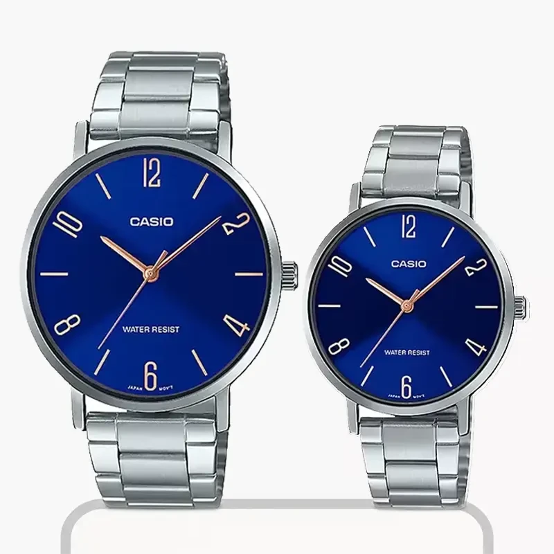 Casio Blue Dial Fashion Couple Watch- MTP/LTP-VT01D-2B2